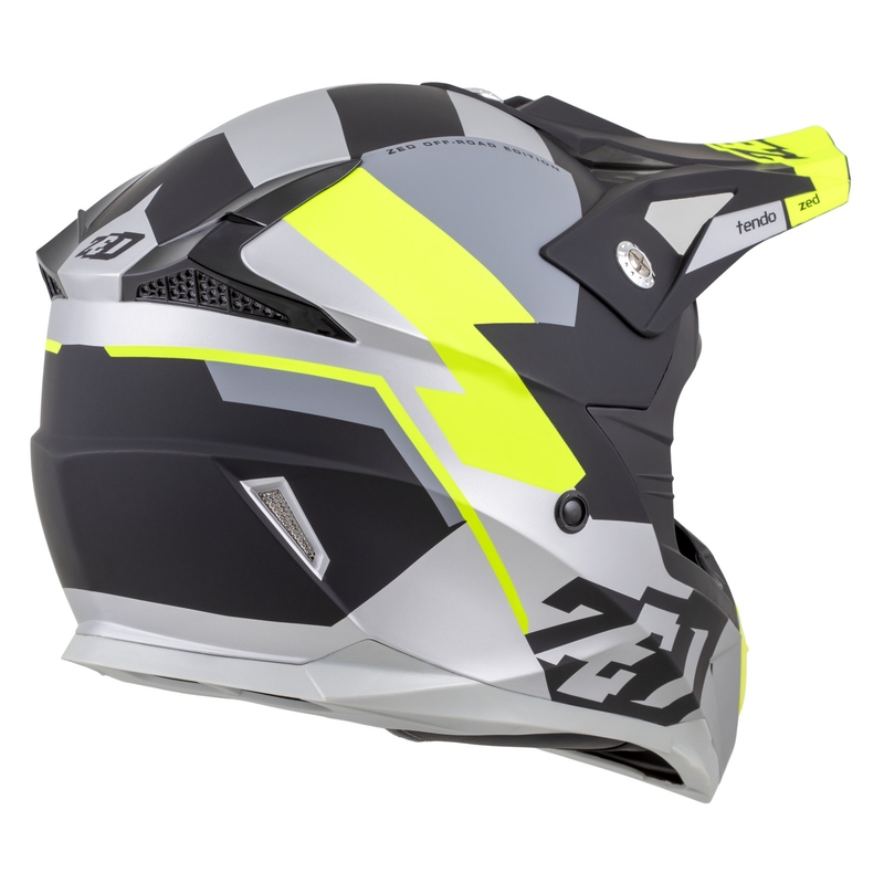 Kinder-Motocrosshelm ZED X1.9D TENDO mattschwarz-dunkelgrau-hellgrau-fluogelb