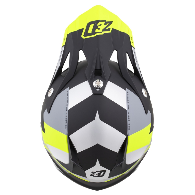 Kinder-Motocrosshelm ZED X1.9D TENDO mattschwarz-dunkelgrau-hellgrau-fluogelb