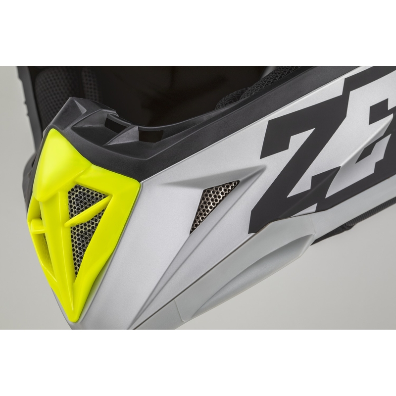 Kinder-Motocrosshelm ZED X1.9D TENDO mattschwarz-dunkelgrau-hellgrau-fluogelb