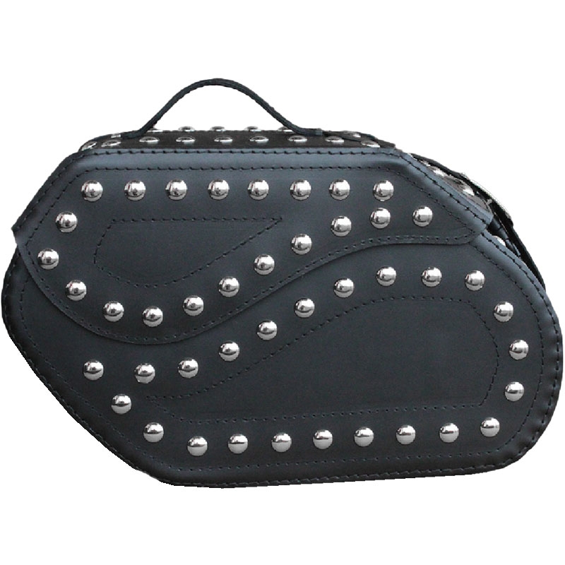 Leder Motorradtaschen RSA S221 mit Schloss und Nieten schwarz
