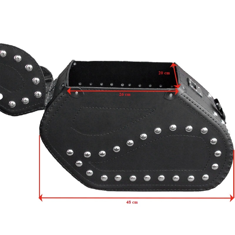 Leder Motorradtaschen RSA S221 mit Schloss und Nieten schwarz