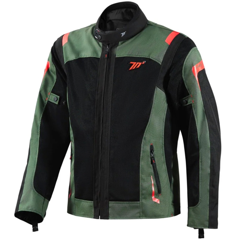 Seventy Degrees SD-JT66 Sahara Khaki Red Motorradjacke