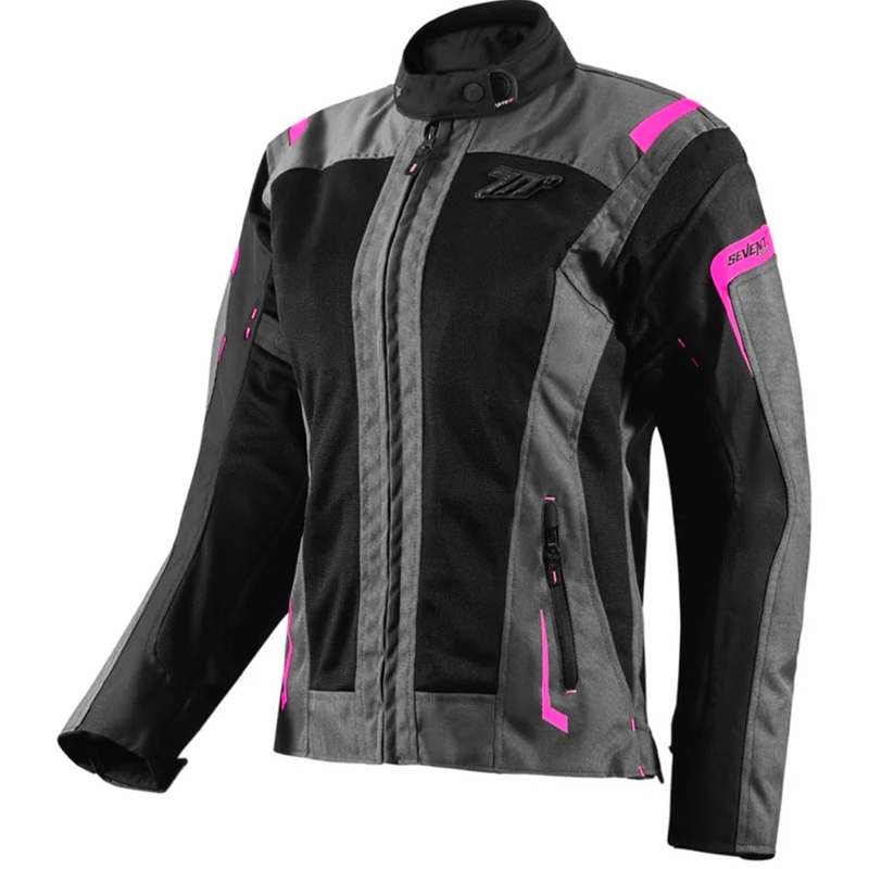 Damen Motorradjacke Seventy Degrees SD-JT68 Sahara grau-pink