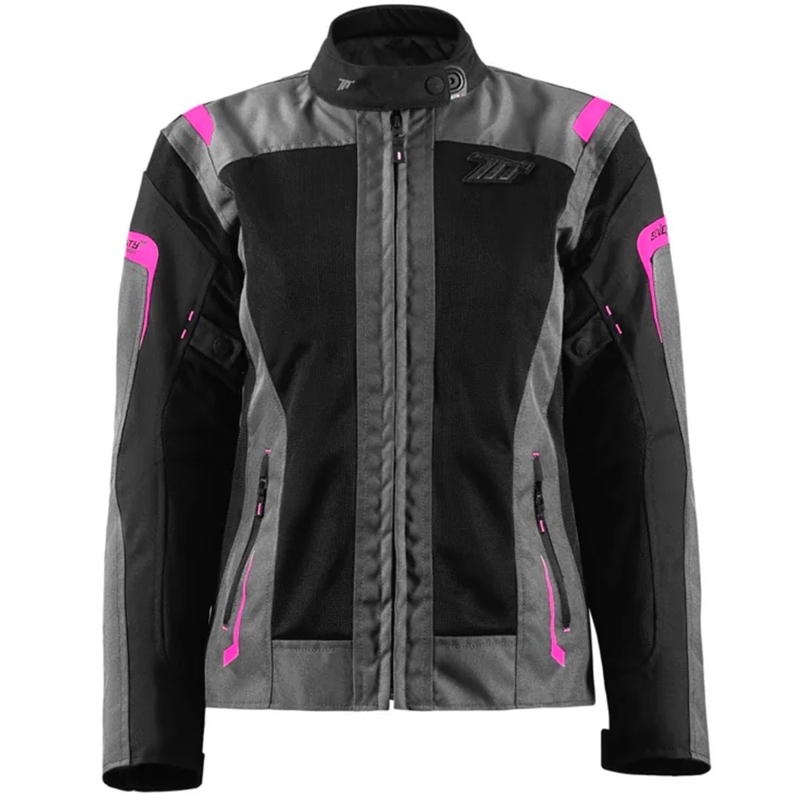 Damen Motorradjacke Seventy Degrees SD-JT68 Sahara grau-pink