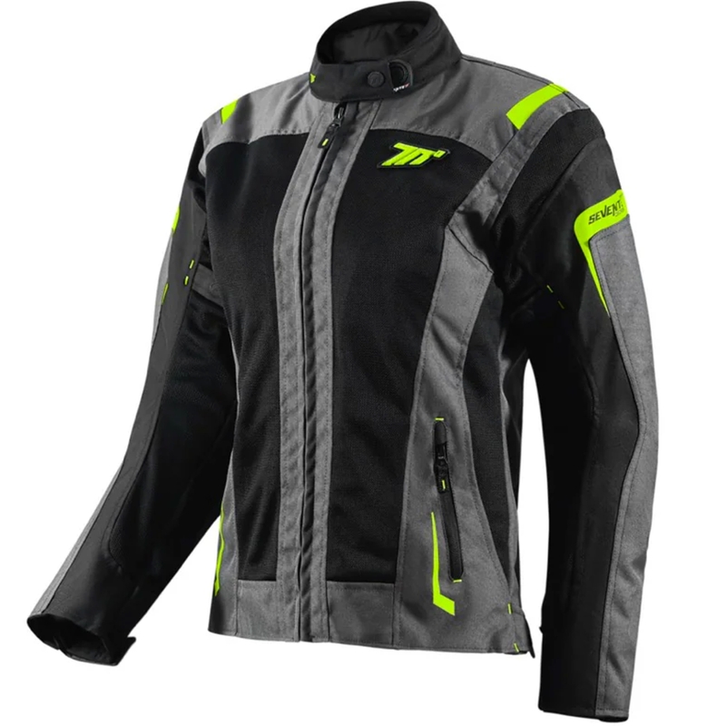 Damen Motorradjacke Seventy Degrees SD-JT68 Sahara schwarz-fluo gelb