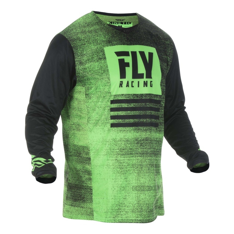 Motocross Trikot FLY Racing Kinetic NOIZ 2019 - USA schwarz-fluo grün Ausverkauf