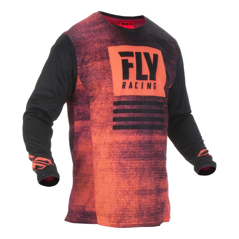 Motocross Trikot FLY Racing Kinetic NOIZ 2019 - USA schwarz-fluorrot Ausverkauf