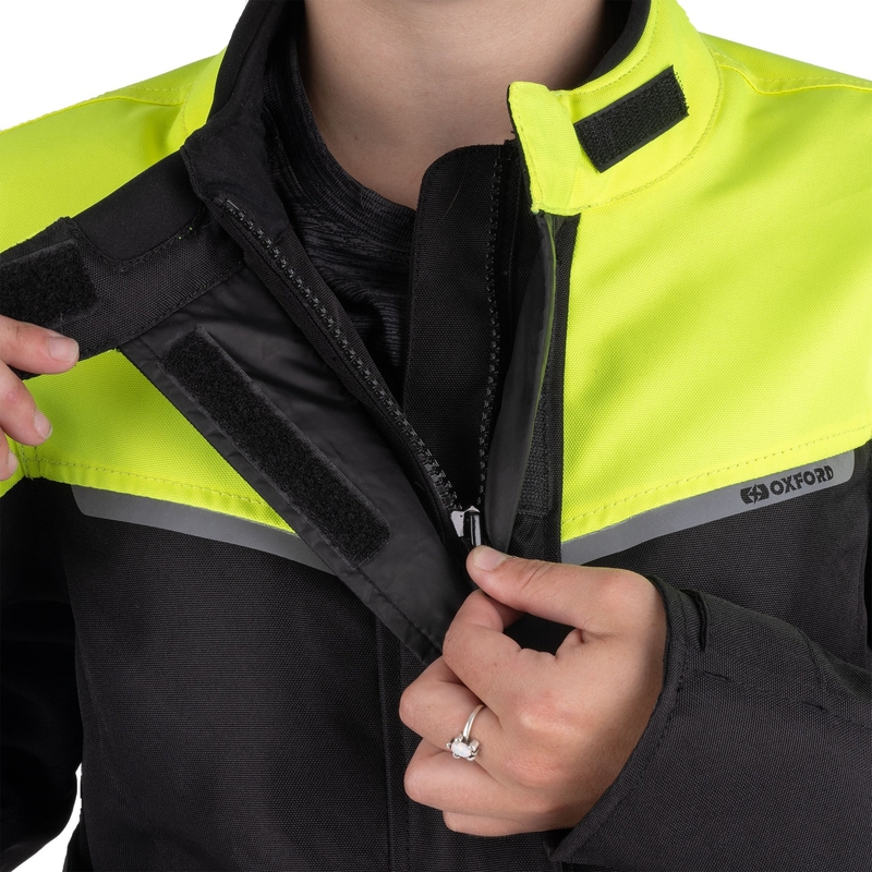 Damen Motorradjacke Oxford Spartan Long WP schwarz-fluo gelb