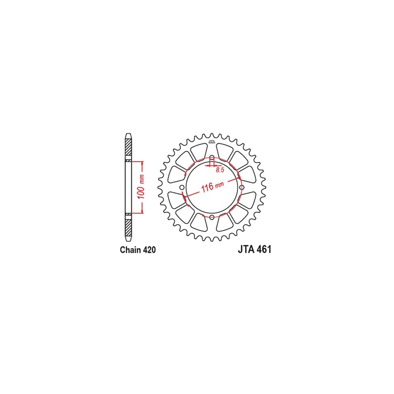 Aluminium-Ketten Rad JT 53)T, nt((420 schwarz