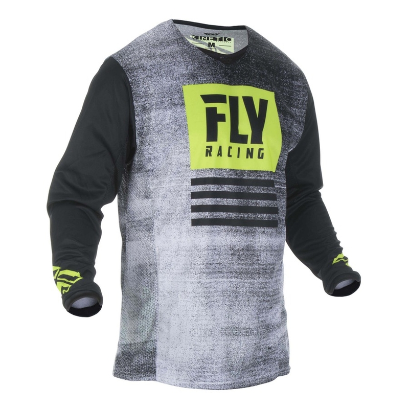 Motocross Trikot FLY Racing Kinetic NOIZ 2019 - USA schwarz-fluo gelb Ausverkauf