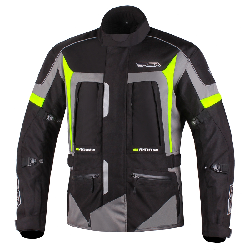 Motorradjacke RSA Desert schwarz-grau-fluo gelb Ausverkauf