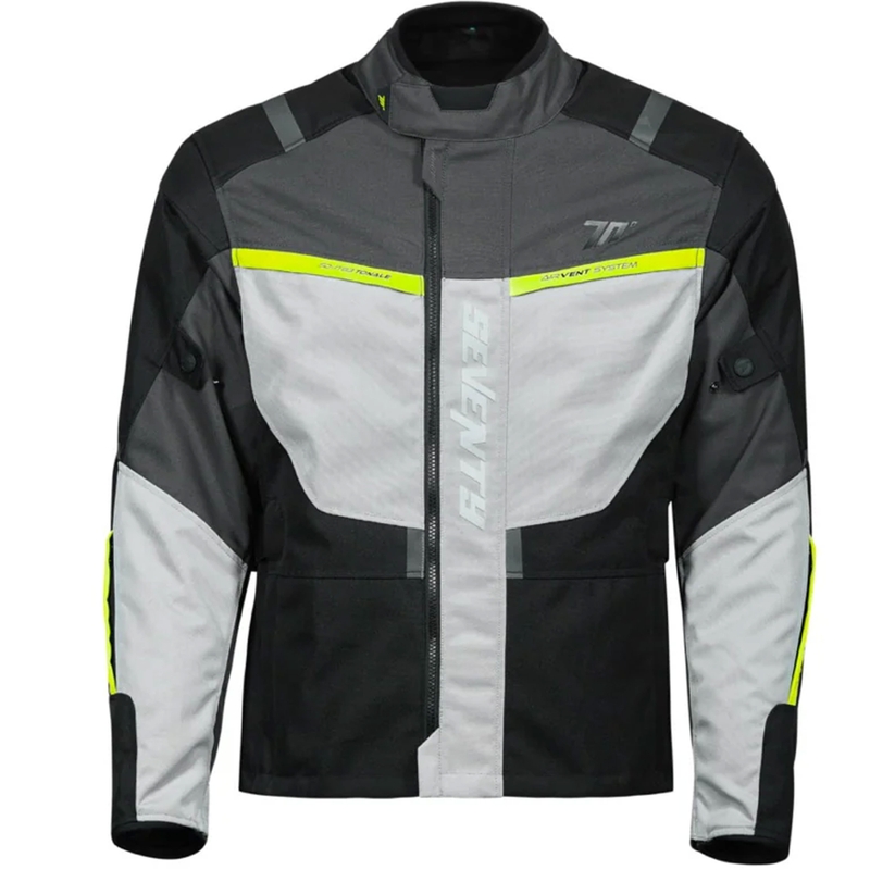 Seventy Degrees SD-JT83 Tonale Motorradjacke schwarz-grau-fluogelb