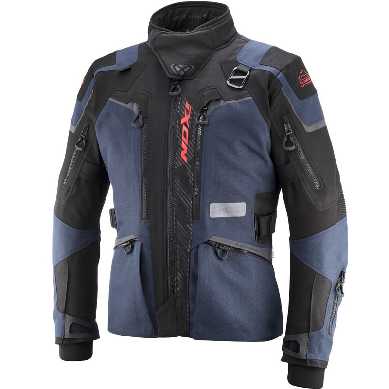 Motorradjacke IXON Odin blau-schwarz-fluorrot