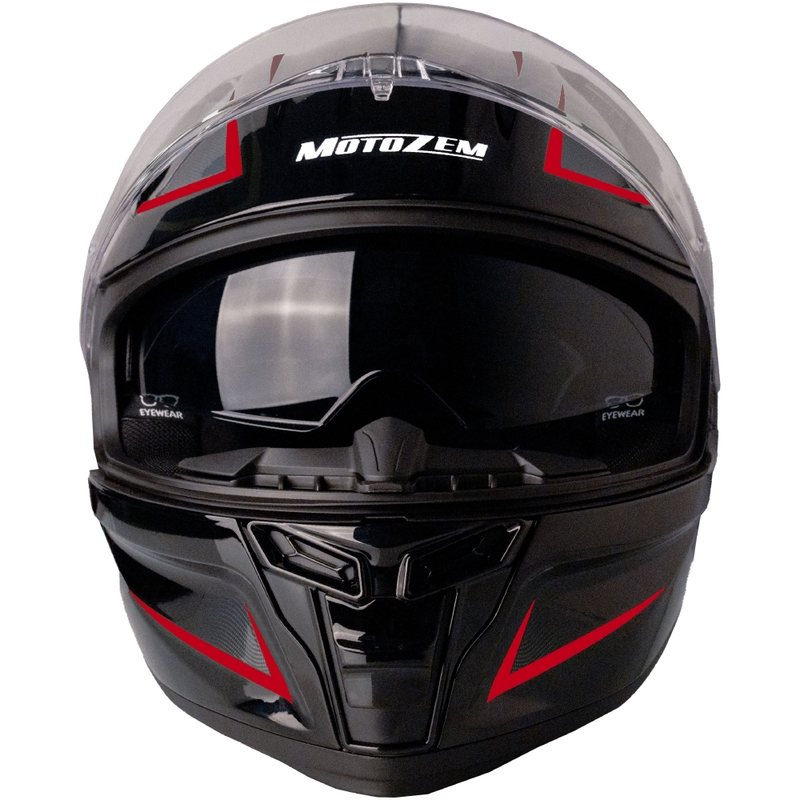 Motozem Guardian Integralhelm Motorrad Schwarz-Rot - II. Qualität