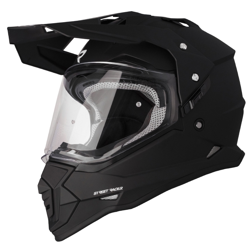 Enduro-Motorradhelm Street Racer Ignite mattschwarz - II. Qualität