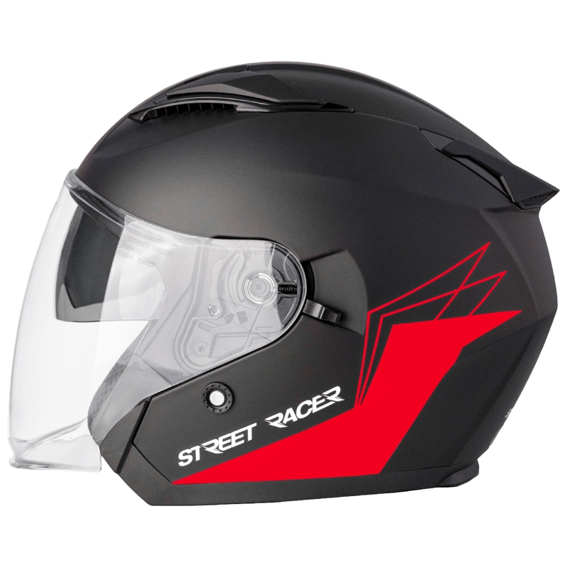 Motorrad-Jethelm Street Racer Sonic matt schwarz-rot - II. Qualität