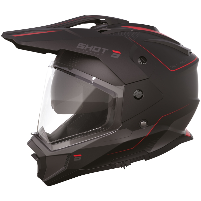 Enduro-Motorradhelm Shot Trek Rally matt schwarz-rot