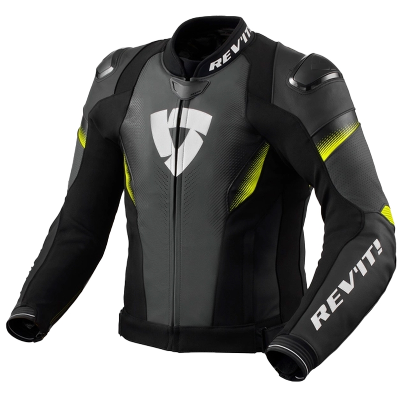 Leder-Motorradjacke Revit Control schwarz-fluogelb