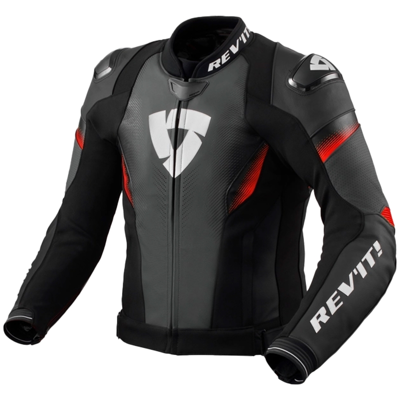 Leder-Motorradjacke Revit Control schwarz-fluorot