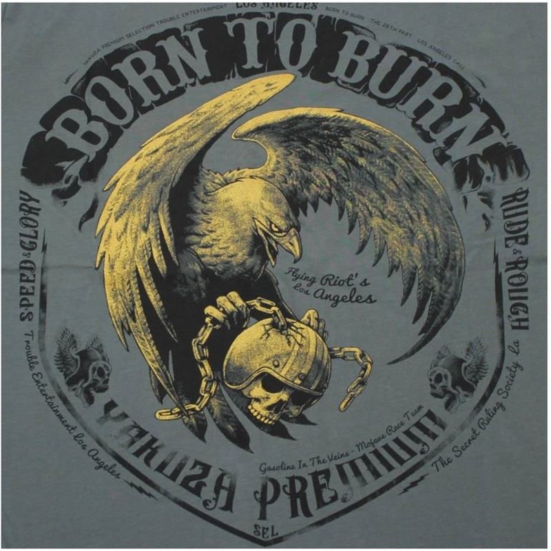 Yakuza Premium Born To Burn Flying Riots Los Angeles T-Shirt olivgrün