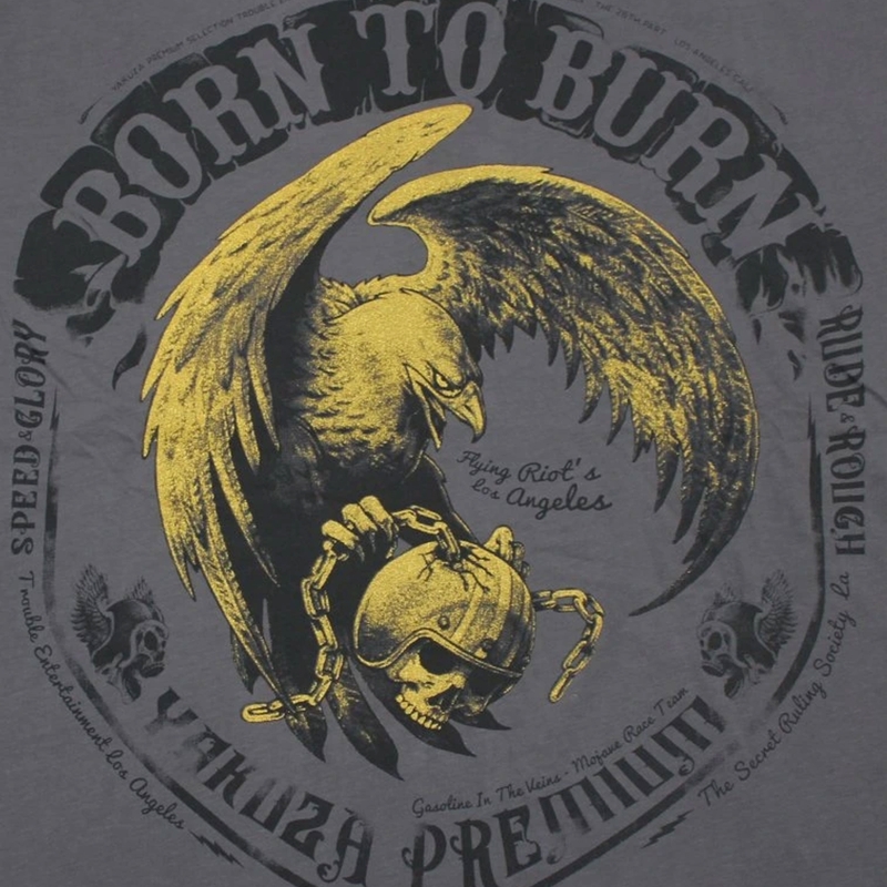 Yakuza Premium Born To Burn Flying Riots Los Angeles T-Shirt dunkelgrau