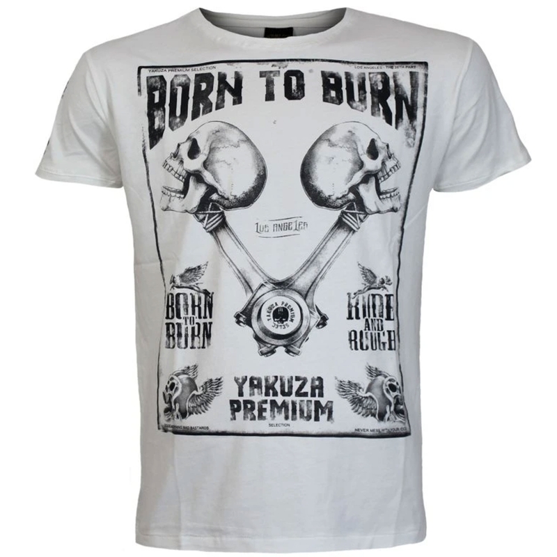 Yakuza Premium Rude and Rough Born to Burn T-Shirt - Los Angeles weiß