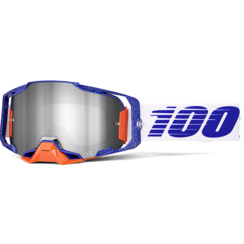 100 % Armega Lavingaad Motocross-Brille mit silbernem Plexiglas