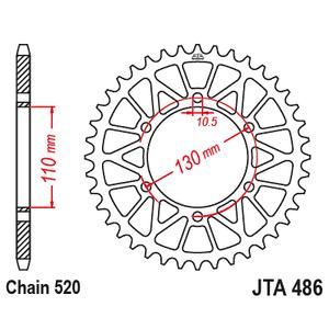 Aluminium-Ketten Rad JT JTA 486-45BLK 45T, 520 schwarz