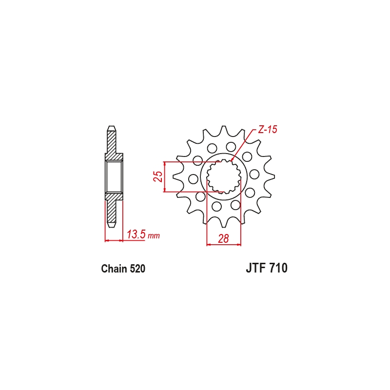 Ritzel JT 17T, 520 rubber cushioned