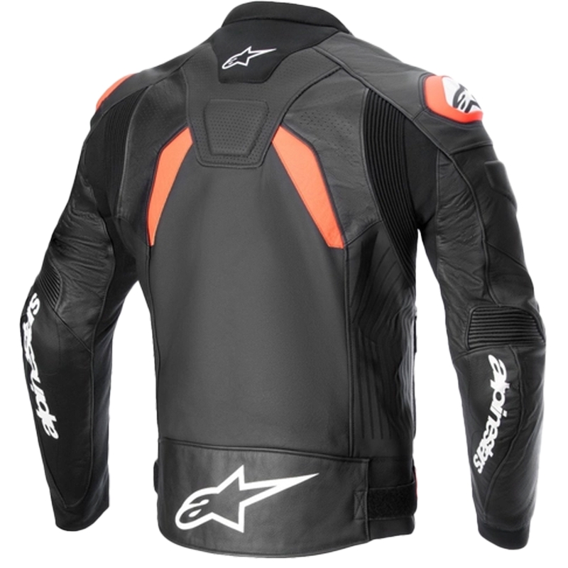 Leder-Motorradjacke Alpinestars GP plus R 4 Airflow Schwarz-Fluo-Rot-Weiß
