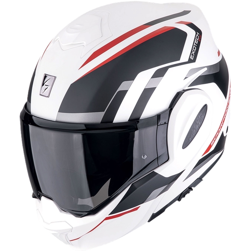 Scorpion EXO-TECH EVO FURIO Klapphelm für Motorräder, mattweiß-schwarz-rot, im Angebot Ausverkauf