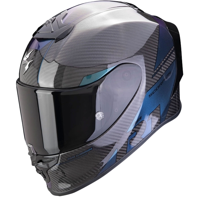 Integrierter Motorradhelm Scorpion EXO-R1 EVO Carbon Air Rally schwarzes Chamäleon Ausverkauf