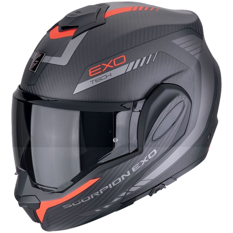 Klappbarer Motorradhelm Scorpion EXO-TECH EVO CARBON COSY mattschwarz-rot