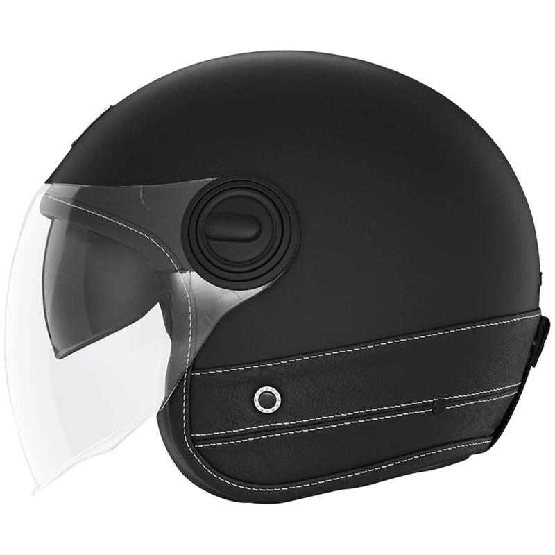 Offener Motorradhelm NOX PREMIUM Heritage, schwarzes Leder