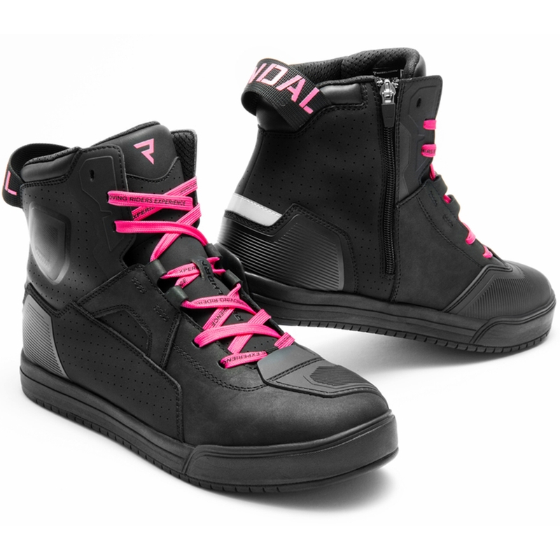 Damen-Motorradstiefel Rebelhorn Vandal II schwarz-rosa