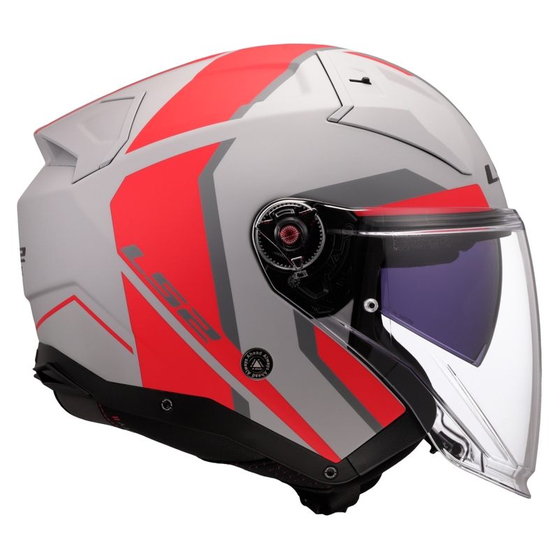 Offener Motorradhelm LS2 OF603 Infinity II Focus grau-rot