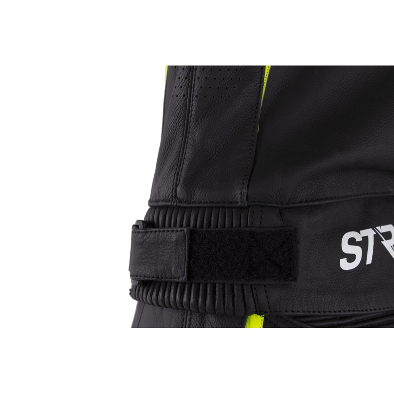 Street Racer Fast Track 2.1 Leder-Motorradkombi Schwarz-Fluoreszierendes Gelb-Weiß