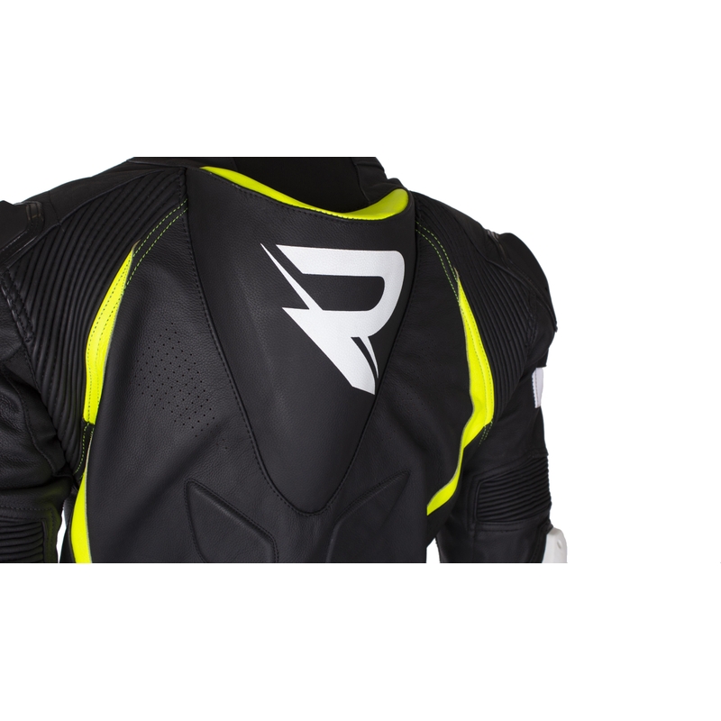Street Racer Fast Track 2.1 Leder-Motorradkombi Schwarz-Fluoreszierendes Gelb-Weiß