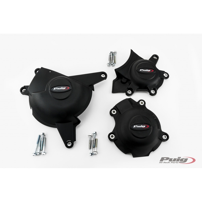 Engine covers PUIG Track for Championship schwarz included 3 covers