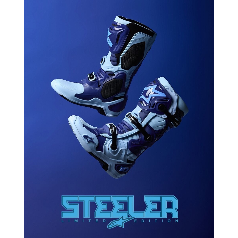 Motorradstiefel Alpinestars Tech 10 Limited Edition Steelers Blau-Hellblau