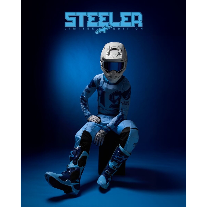 Motorradstiefel Alpinestars Tech 10 Limited Edition Steelers Blau-Hellblau