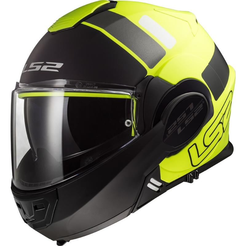 LS2 FF399 Valiant Prox schwarz-fluo gelb flip-up Motorradhelm