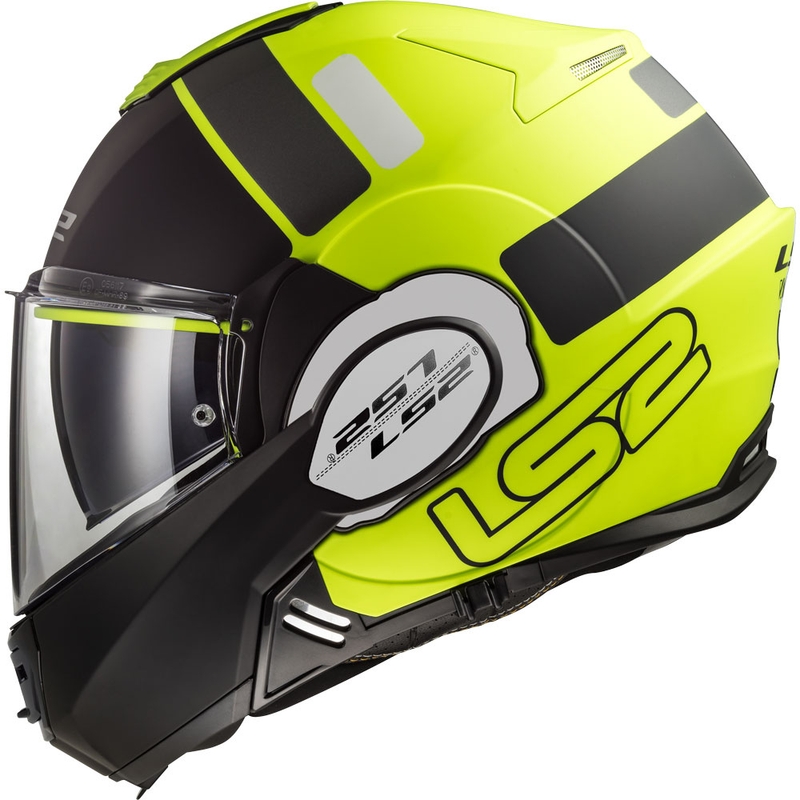 LS2 FF399 Valiant Prox schwarz-fluo gelb flip-up Motorradhelm