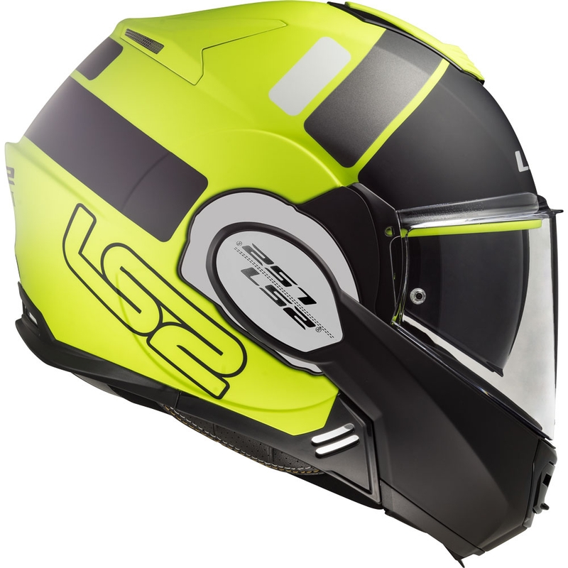 LS2 FF399 Valiant Prox schwarz-fluo gelb flip-up Motorradhelm