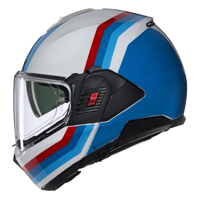 Motorrad-Klapphelm Nolan N120-1 Lineo N-COM 347 weiß-blau-rot