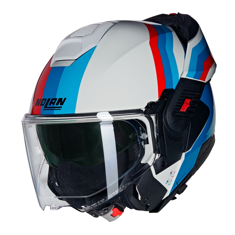 Motorrad-Klapphelm Nolan N120-1 Lineo N-COM 347 weiß-blau-rot