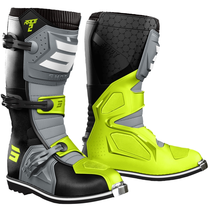 Shot Race 2 Motorradstiefel schwarz-grau-fluo gelb