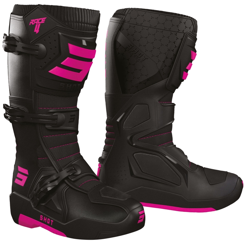 Shot Race 4 Motocross-Stiefel, schwarz-fluoreszierend pink