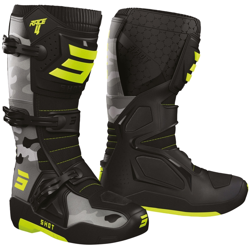 Shot Race 4 camo-fluo gelb Motorradstiefel