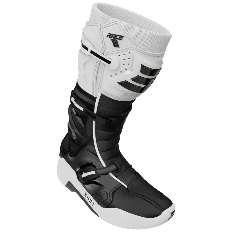 Shot Race 8 Motocross-Stiefel weiß-schwarz